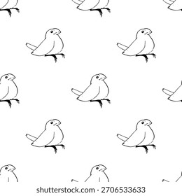 hand-drawn seamless patterns featuring animal-themed doodles in a clean black and white line-art style. Each repeatable design includes cute and simple illustrations suitable for backgrounds, textiles