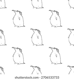 Dibujados a mano patrones sin fisuras con garabatos de temática animal en un estilo limpio de arte lineal en blanco y negro. Cada diseño repetible incluye ilustraciones lindas y simples adecuadas para fondos, textiles