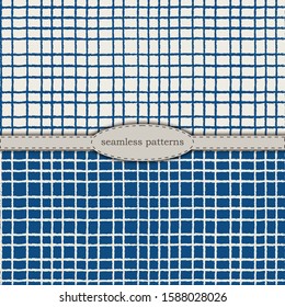 hand-drawn seamless patterns in simplified scandinavian minimalism style. classic blue pantone 2020 and beige bicolor. stock hand drawn vector for printing on fabric, textile, wallpaper, wrapping.