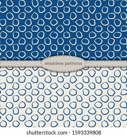 hand-drawn seamless patterns in simplified scandinavian minimalism style. classic blue 2020 and beige bicolor. stock hand drawn vector for printing on fabric, textile, wallpaper, wrapping.
