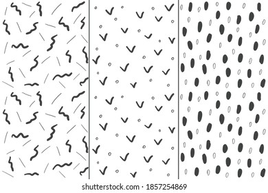 Hand-drawn seamless patterns with various elements
