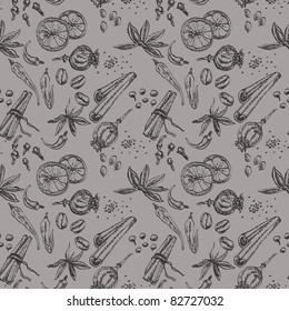 Hand-drawn seamless spice and sweet pattern