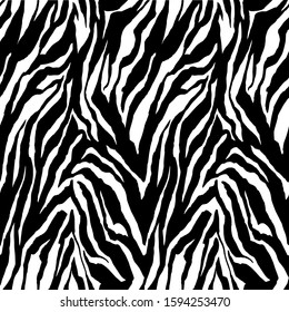 Hand-drawn seamless zebra pattern. 
Vector background.