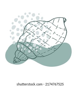 Hand-drawn seashell spiral with a texture of many dots.