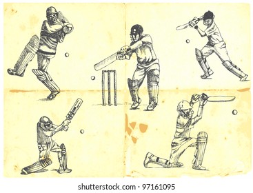 hand-drawn series - a collection of CRICKETERS