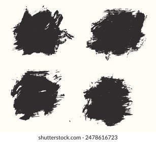 Hand-drawn set of black color brush stroke texture background