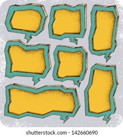Hand-drawn set of bright speech bubbles.