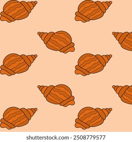 A hand-drawn set of cute original sea snail shells