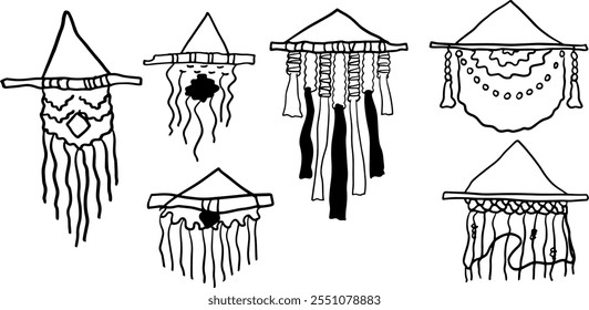 Macramé Hand-Drawn Set | Doodle Vector for Craft Designs