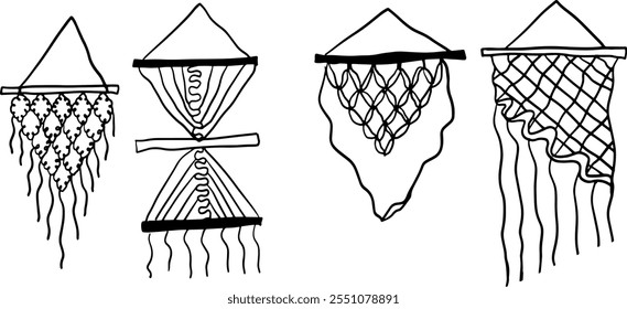 Macramé Hand-Drawn Set | Doodle Vector for Craft Designs