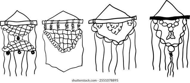 Macramé Hand-Drawn Set | Doodle Vector for Craft Designs