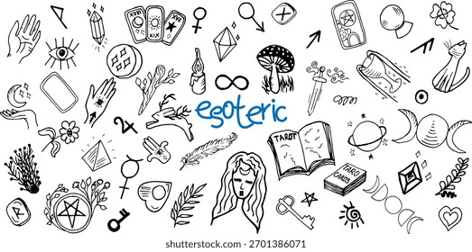 Hand-drawn set of esoteric symbols