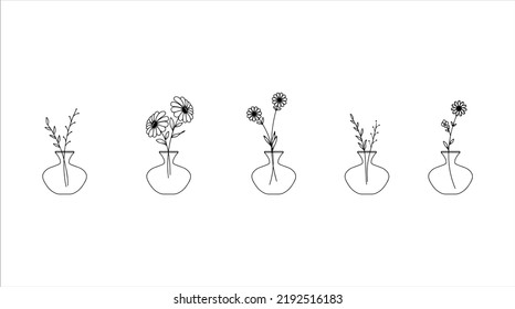 Conjunto de flores dibujadas a mano en ilustraciones clásicas de grano 