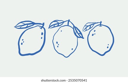 Handgezeichnete Limette. Linienkunst. Vektorgrafik.