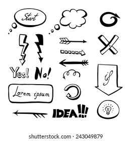 Hand-drawn set for mind maps and other flowcharts. 