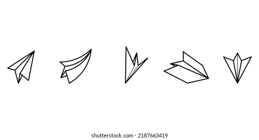 Hand-drawn Set Of Paper Plane Illustration On White Background