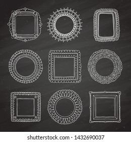 Hand-drawn set of photo frames. Scrapbook or digital concept. These photo frames you can use for kids picture or your love story. Vector illustration.