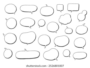 Hand-drawn set of various shadowed speech bubbles