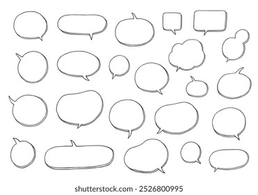 Hand-drawn set of various speech bubbles
