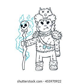 hand-drawn shaman, kid illustration, cartoon wizard