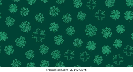 Patrón de trébol dibujado a mano para el día de San Patricio	