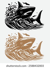 Hand-Drawn Shark Illustration  Marine Wildlife Art