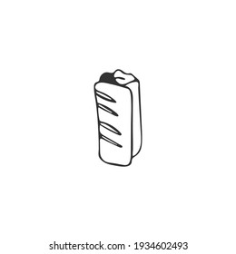 Hand-drawn shawarma. Single element isolated on white background. Fast food. Vector illustration