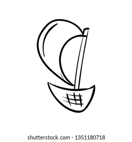 Handdrawn ship doodle icon. Hand drawn black sketch. Sign symbol. Decoration element. White background. Isolated. Flat design. Vector illustration.