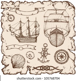 Hand-drawn ships