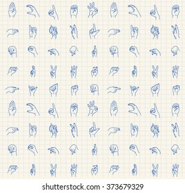 Hand-drawn sign language abc pattern