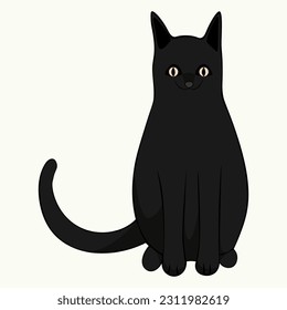 Hand-drawn silhouette of a black cat vector illustration