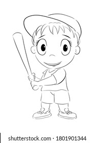 Hand-drawn silhouette of a boy who plays baseball to be strong and healthy hand drawn vector illustration suitable for children's sports promotion