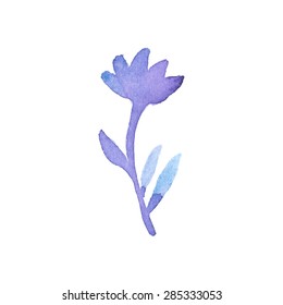 Hand-drawn silhouette of flower. Real watercolor drawing. Vector illustration. Traced painting
