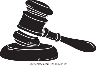 Hand-drawn silhouette of Judge's Gavel, vector of judge's gave