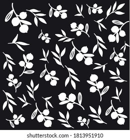 Silhouette de hojas dibujada a mano de fondo de patrón para impresión. Colección de diseño de elementos vectoriales florales.