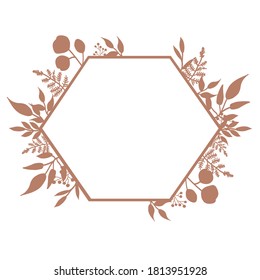 Hand-drawn silhouette of leaves wreath background for print. Floral vector element design collection.