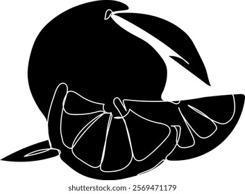 Hand-drawn silhouette of a lime, illustration of fruits