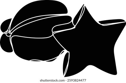 Hand-drawn silhouette of star fruit