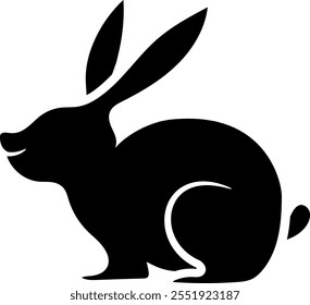 Hand-drawn silhouette of a tiny rabbit