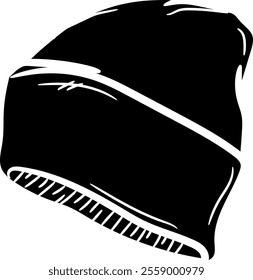 Hand-drawn silhouette of a winter hat, winter season