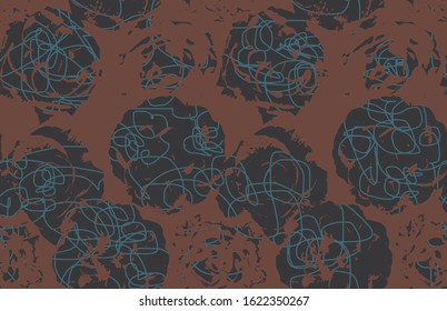 Hand-drawn simple artistic scribble with natural hues, contemporary seamless pattern design with sketch look