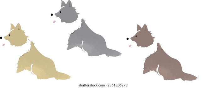 Hand-drawn simple cute border collie illustration sitting No main lines