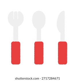 Dibujado a mano icono simple ilustración tenedor cuchara cuchillo