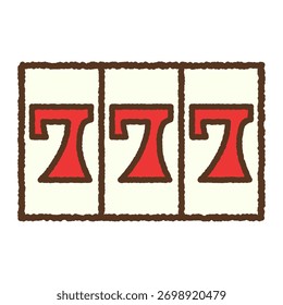Ilustración de icono simple dibujado a mano Ruleta 777