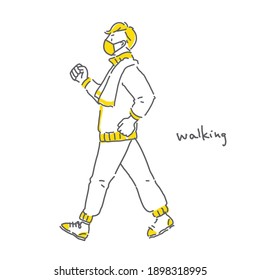 hand-drawn simple illustration,  walking man