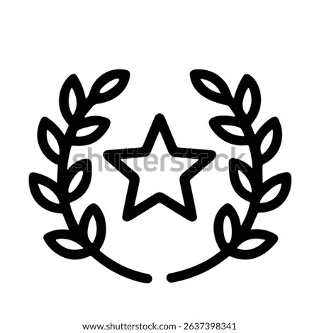 Handdrawn Simple Laurel Wreath with Star Shape Decorative Element Icon