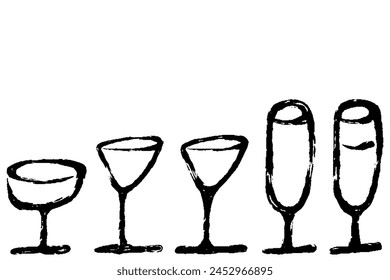 Hand-drawn simple line drawing illustration of a glass