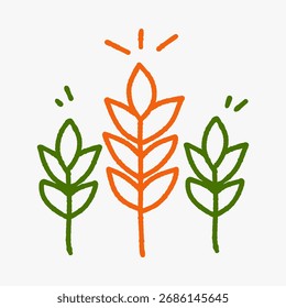 Contorno Simples Desenhado à Mão Trigo Grão Planta Haste Ícone Agrícola