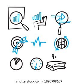 handdrawn Simple Set of Data Analysis Related Vector Line Icons in doodle