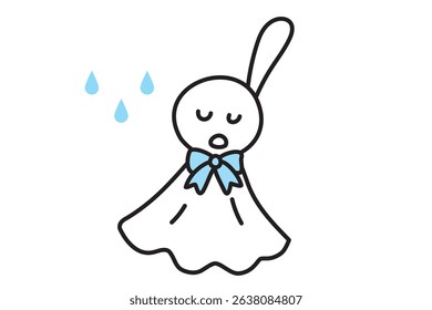 Hand-drawn simple Teru Teru Bouzu and raindrops